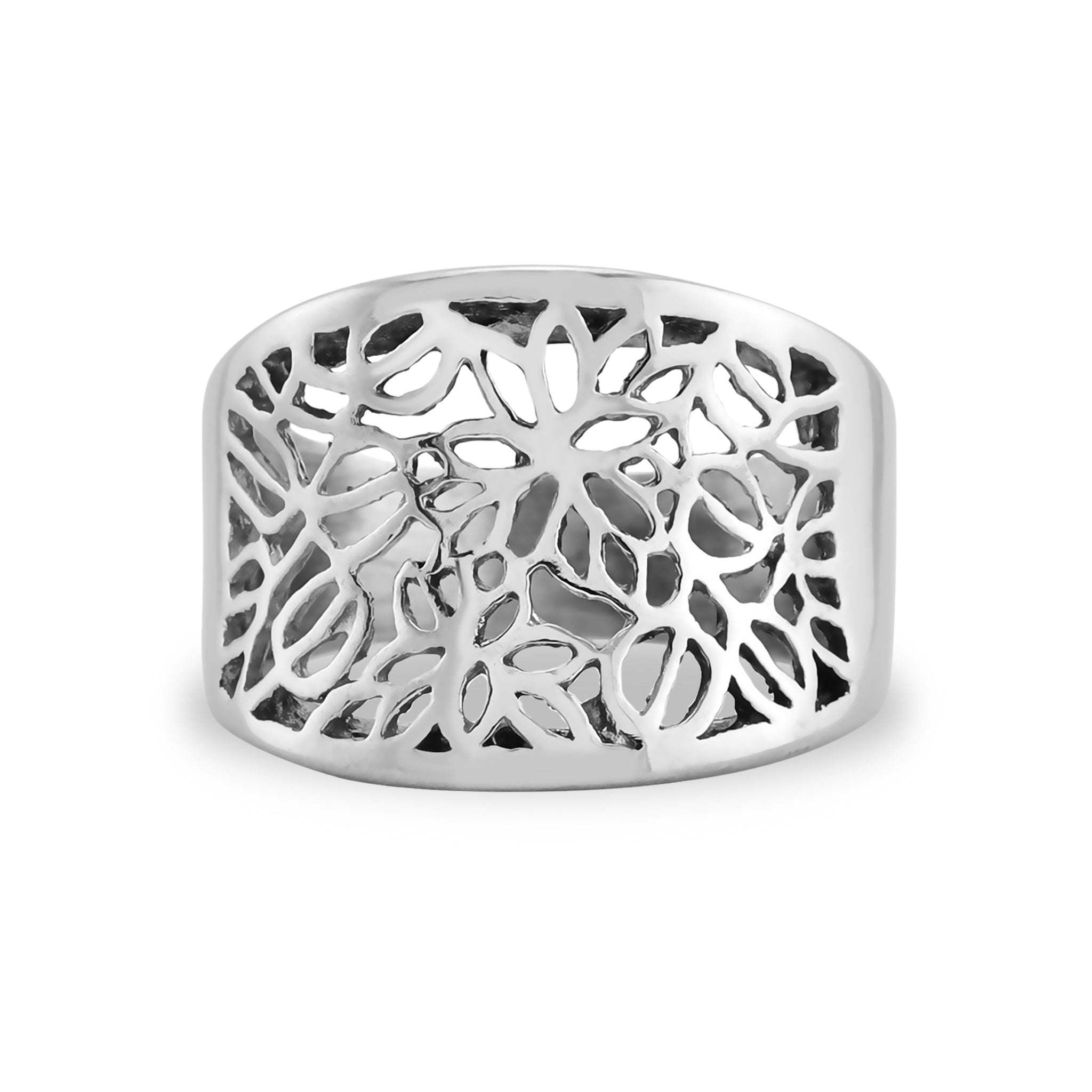 Image of Detailed Patterned Cutout Stainless Steel Ring / SCR4073