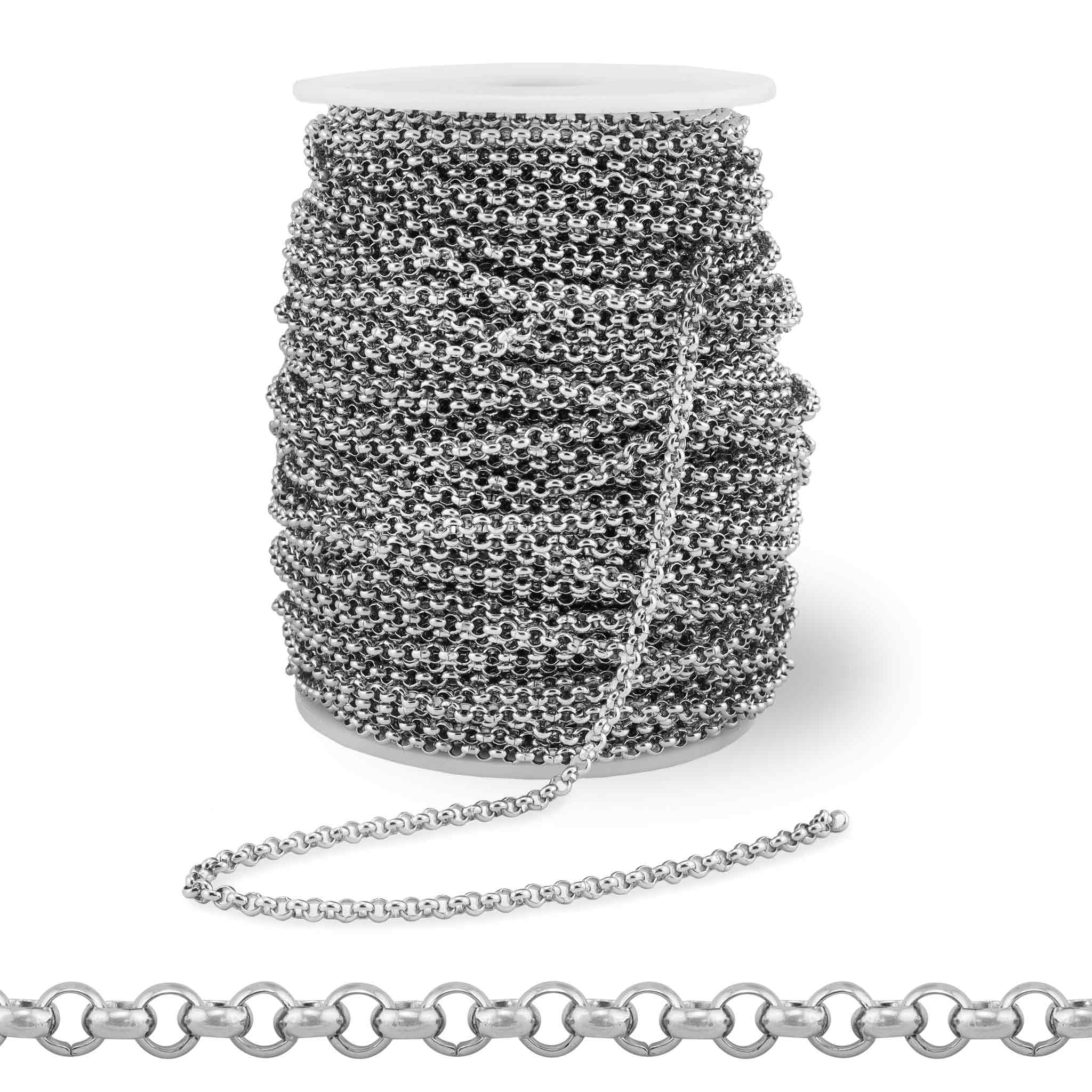 Stainless Steel 3mm Rolo Chain (unsoldered) 164' Spool\50 meter / SPL0001