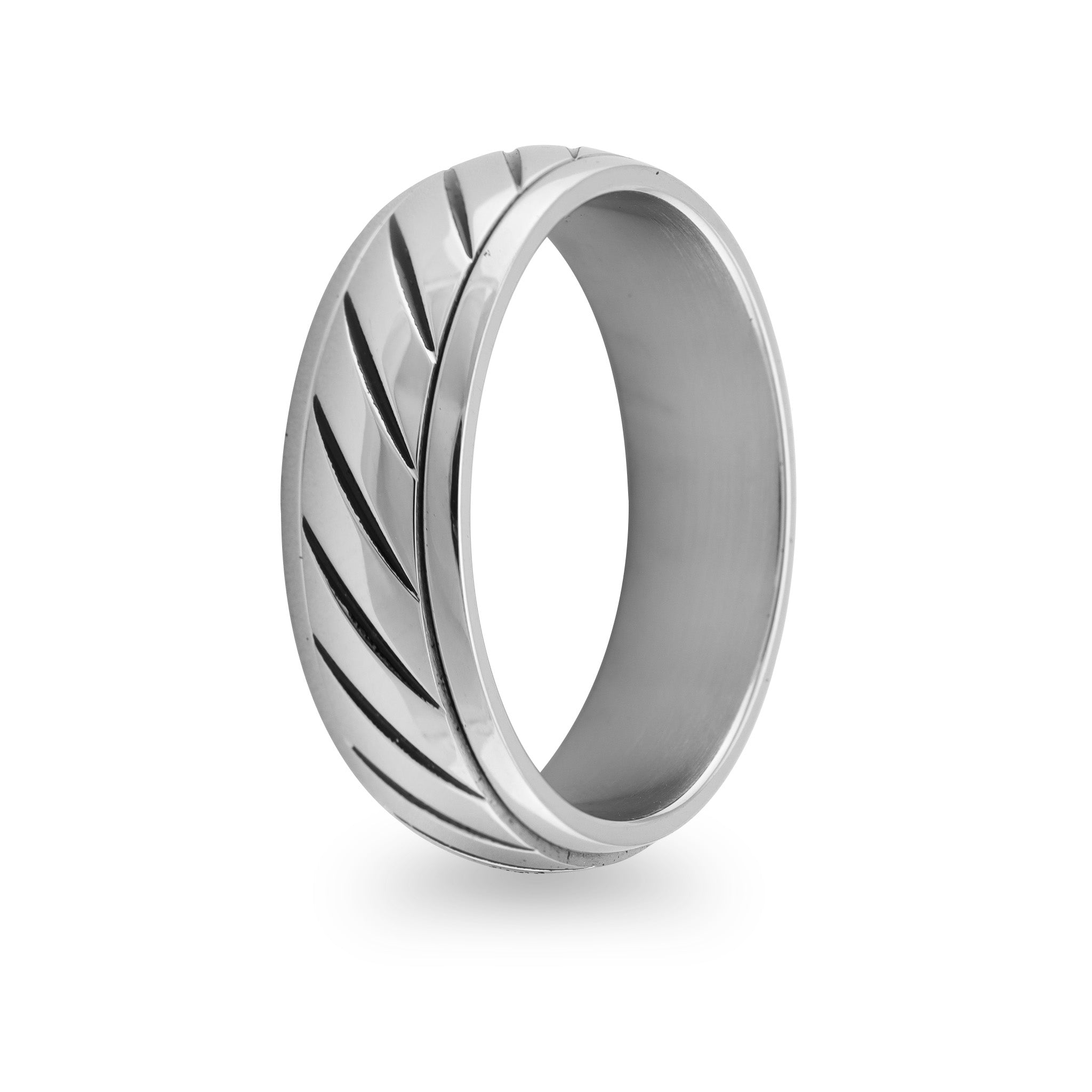 Stainless Steel Grooved Pattern SPINNER Center Ring / SRJ2143