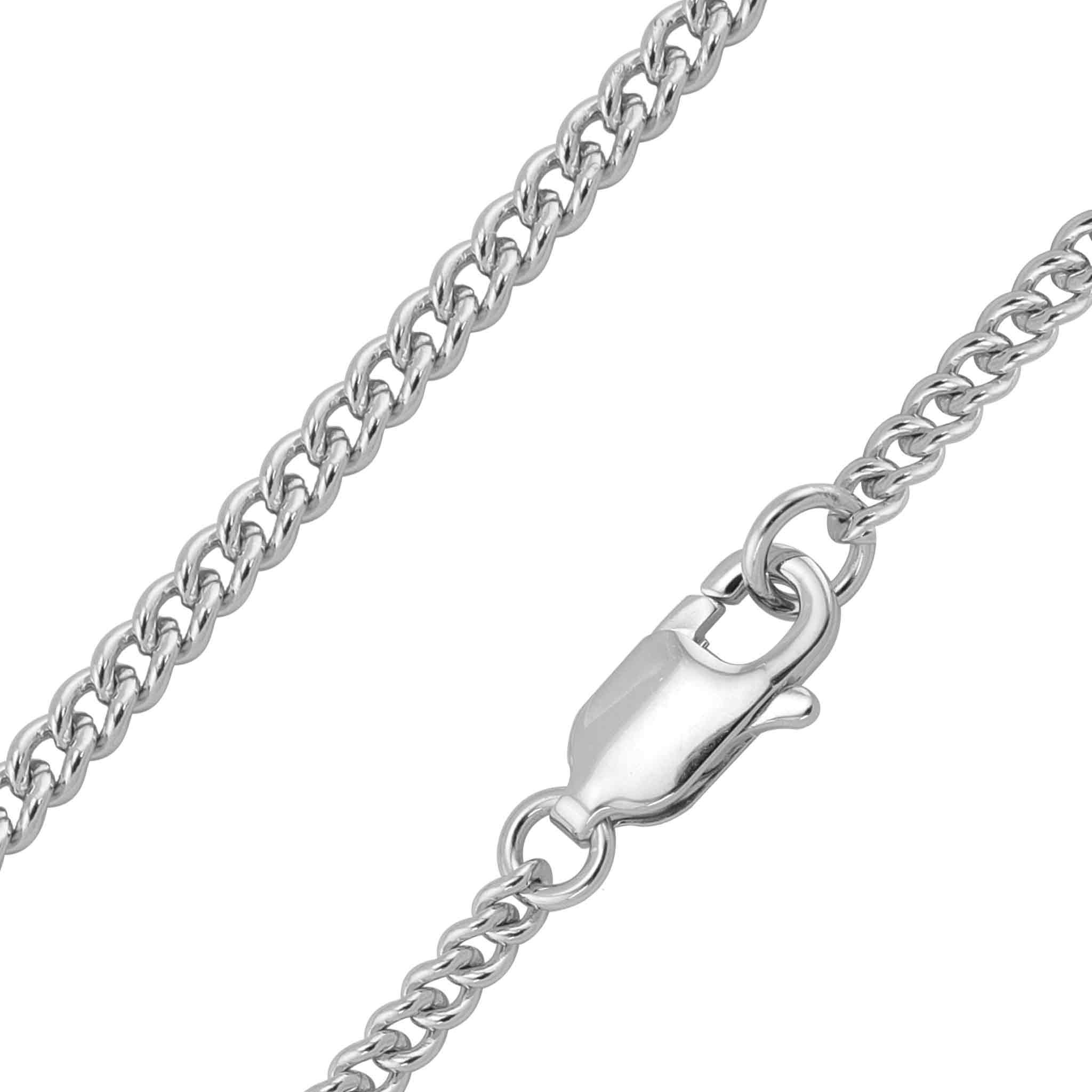 STERLING SILVER Platinum Plated Diamond Cut Curb Chain / SSC0002