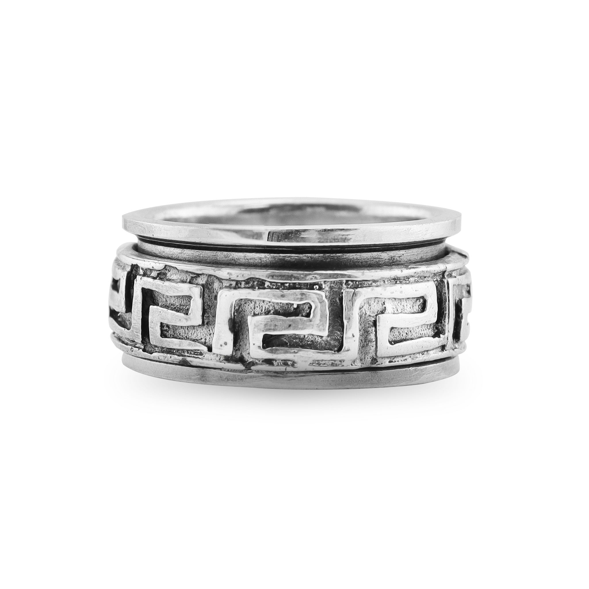 STERLING SILVER Greek Key Spinner Ring / SSR0050