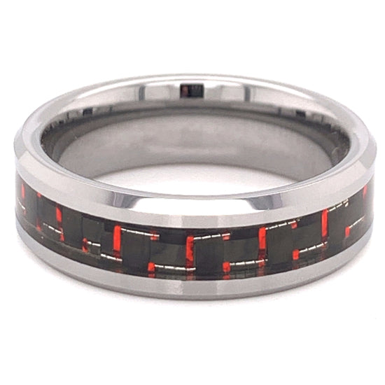 Tungsten Black & Red Pattern Center RING / TGR1000