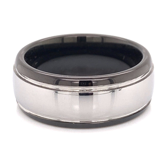 Black Trim Tungsten Comfort Fit RING / TGR1005