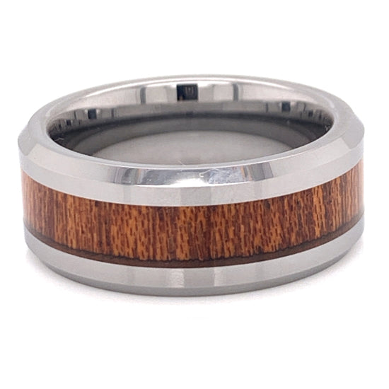 Tungsten Wood Center Comfort Fit RING / TGR1009