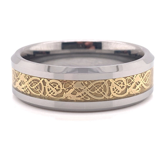 Tungsten Gold Decorative Center Comfort Fit RING / TGR1012
