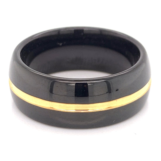 Gold Center With Black Edge Tungsten Comfort Fit RING / TGR1017