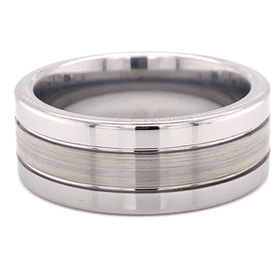 Matte Center With Polished Trim Tungsten Comfort Fit RING / TGR1025