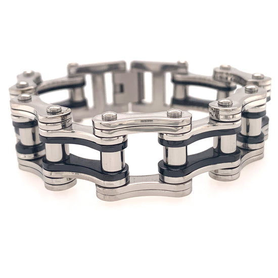 Stainless Steel And Black Bike Chain BRAcelet / WCB1008