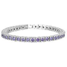 White GOLD Over Brass Purple CZ Fashion Bracelet / FBL0002