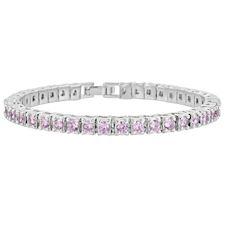 White GOLD Over Brass Pink CZ Fashion Bracelet / FBL0003