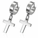 Dangling Cross Stainless Steel Earrings / ERJ0032