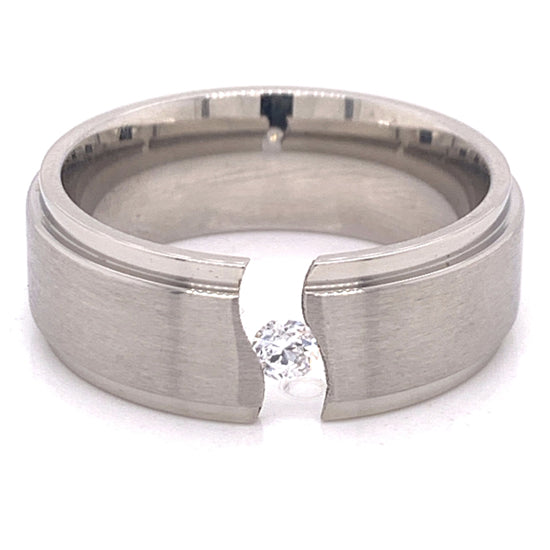 Highly Polished CZ Stainless Steel Ring / ZRJ2286