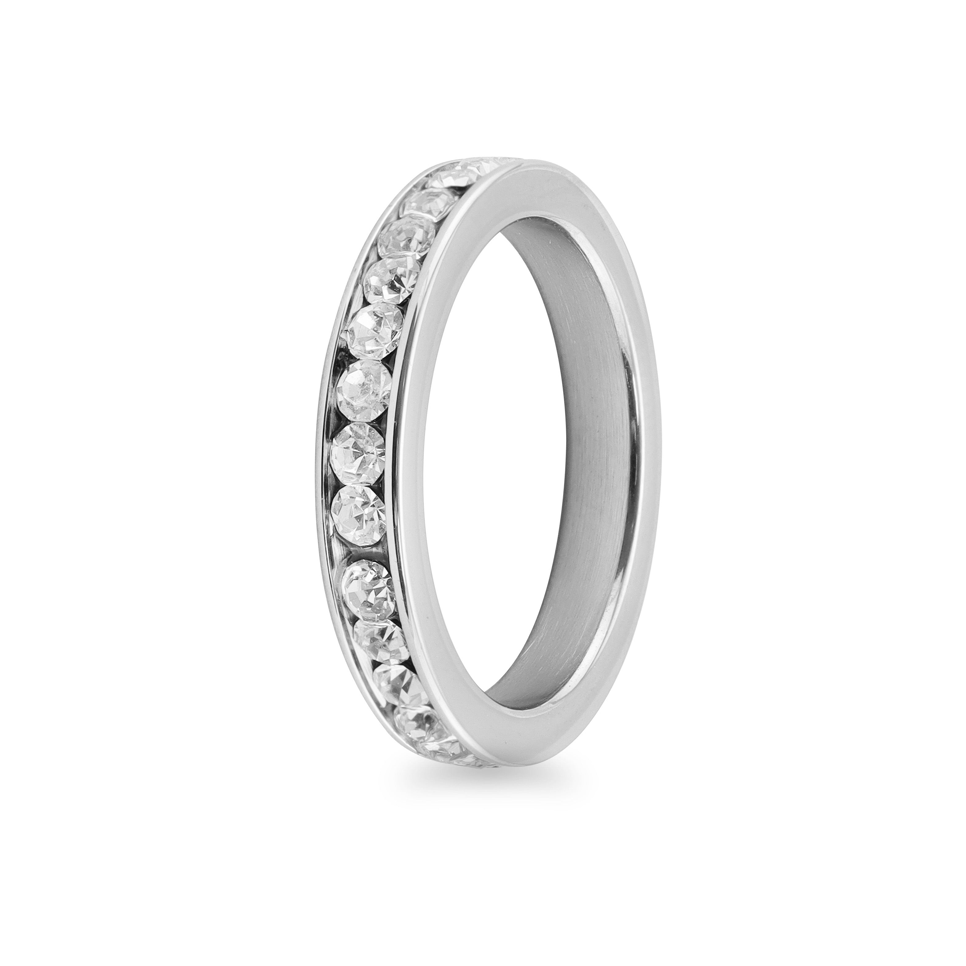 Highly Polished CZ Center Stainless Steel Flat Ring / ZRJ9005