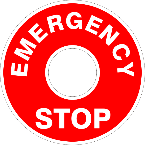 EMERGENCY STOP Button Surround Sticker Australian Safety Signs