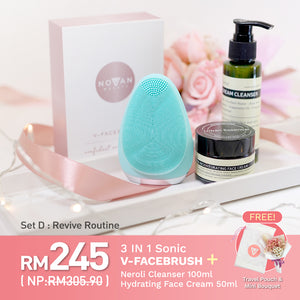 The best Valentine Gift Set For Her Face Spa Treat Revive Routine Turquoise V-Facebrush by Novan Beauty