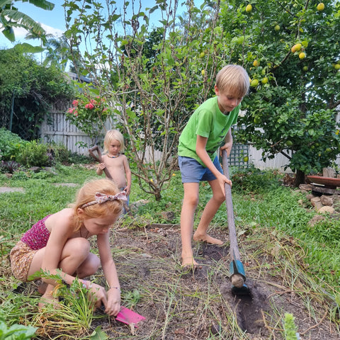 Gardening with kids earth toys cairns north qld growing veggies nature play