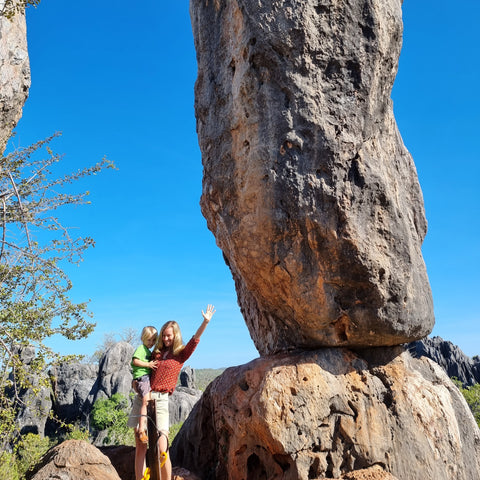 Bush Walking and finding the massive balancing rock was a highlight at Chillagoe Caves