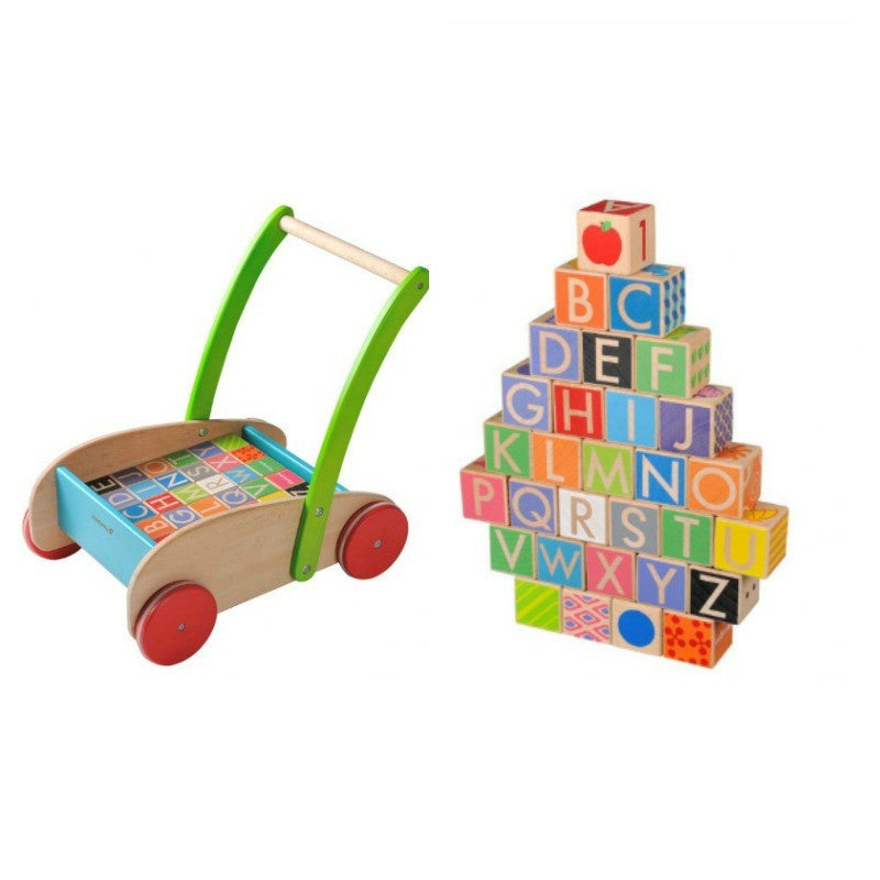 wooden walker wagon with blocks