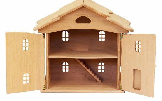 natural wood dollhouse