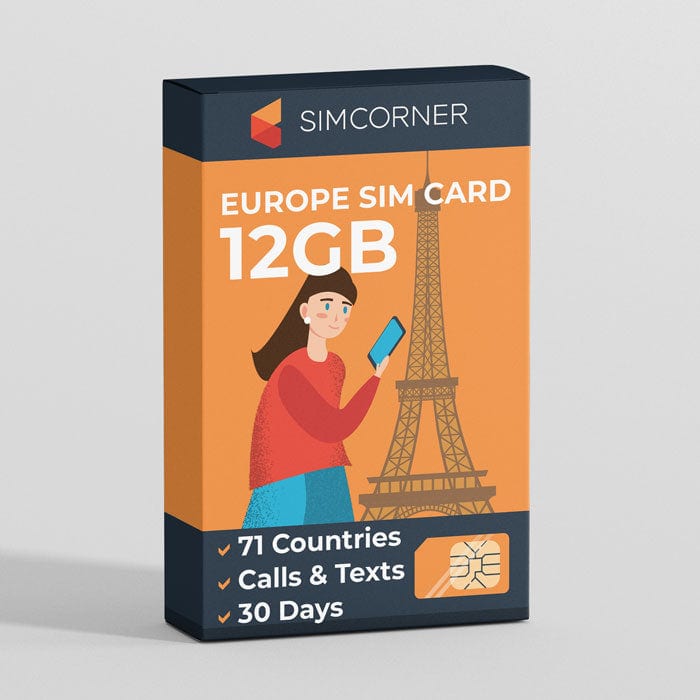 Europe & UK Travel SIM Card (12GB) - SimCornerUSA product image