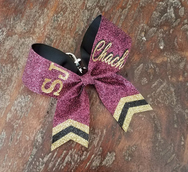 MINI FULL Glitter Bow Key-chain with Layered Name and Sports Symbol –  AminaCrafts