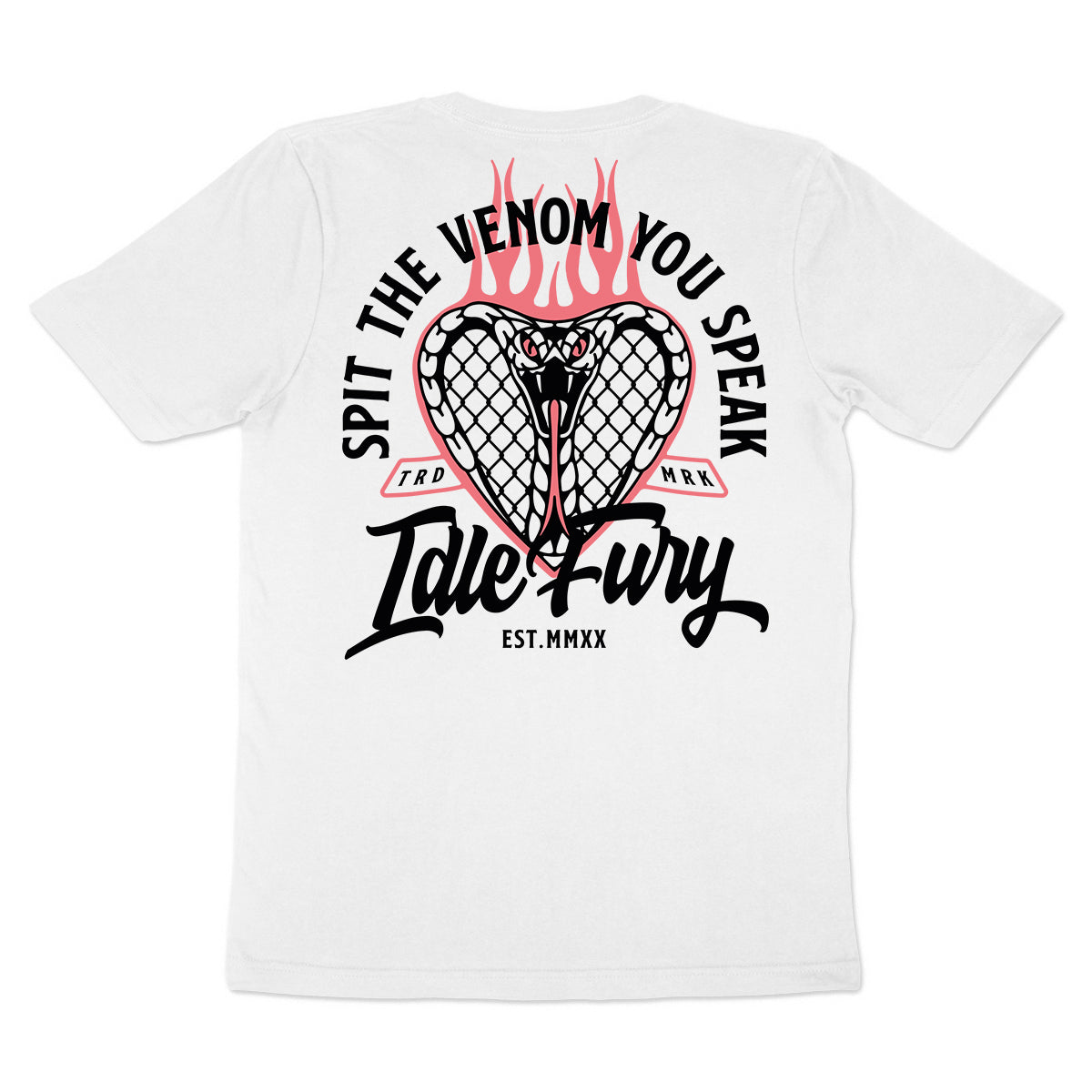 Venom Cobra - White T-Shirt - Front & Back Print - Idle Fury Apparel
