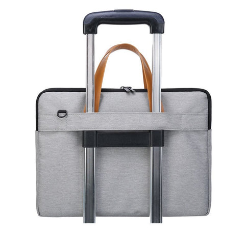 laptop bag on luggage