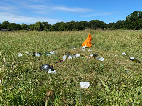 plastic in a field 