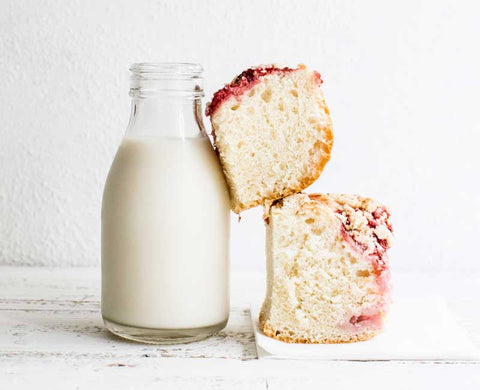 milk bottle and cake