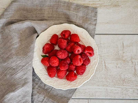 raspberries in a bowl