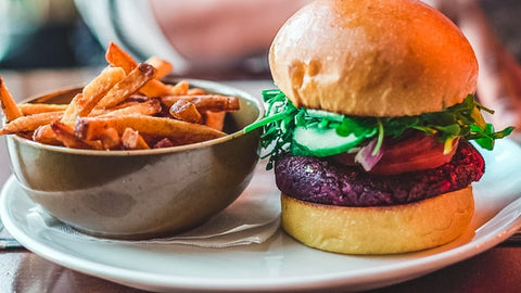 vegan burger with fries