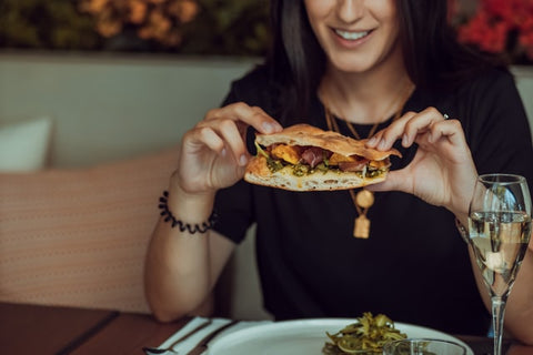 woman eating a vegan meal