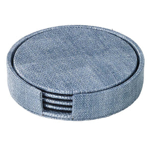 Set of 4 Luster Ice Blue Round Boxed Coasters by Bodrum - Stitching Around Collections