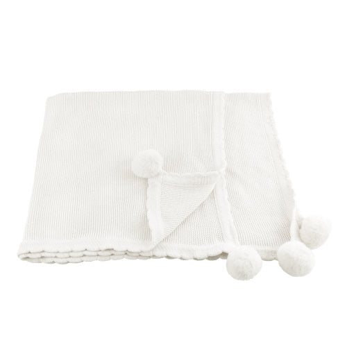 Pom Pom Blankets in White or Blush Pink