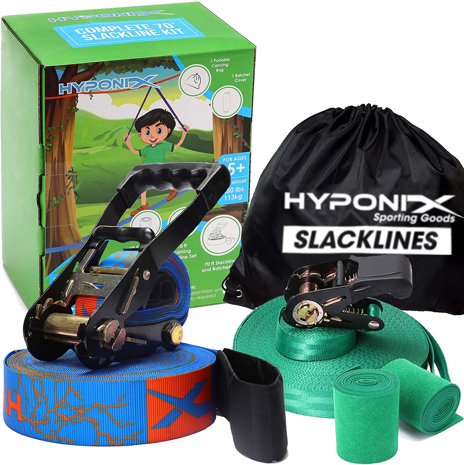 Slackline Kit 70' W/ Training Line - Hyponix Sporting Goods product image