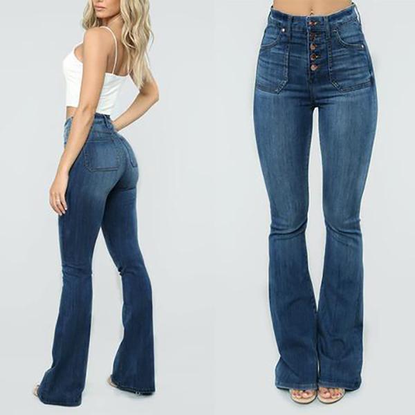 70s High Rise Stretchy Buttons Bell Bottom Jeans – Inspirational Gadget