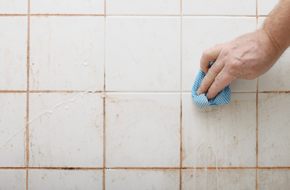 dirty shower ceramic tiles