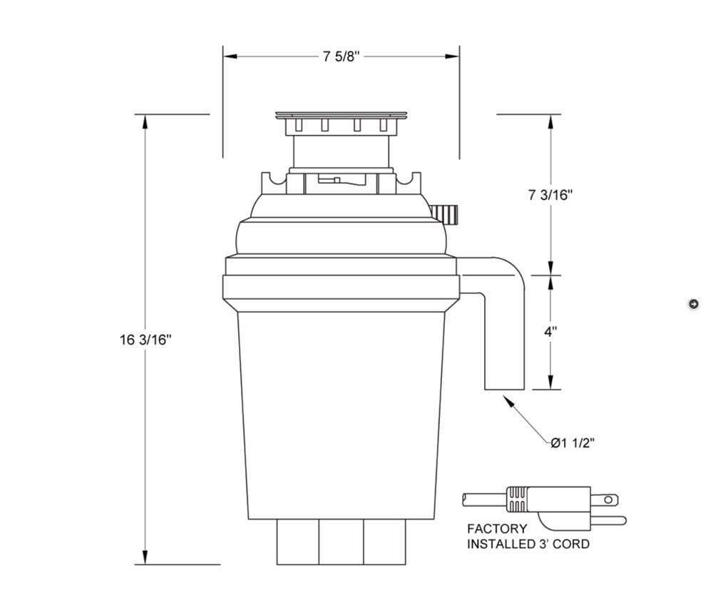 Xo Appliance Xod34hp 3 4 Hp Twist Lock Mount Continuous Feed Disposal Town Appliance