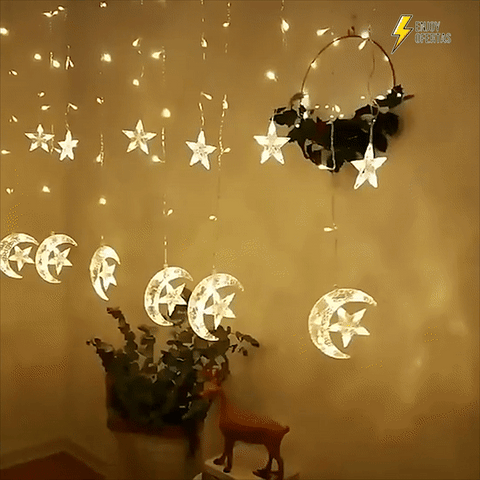 cortina navideña magica con luces led de 3 metros