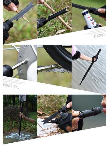 23-in-1 Multipurpose Tactical Shovel - Picture Of Various functions of the tactical shovel