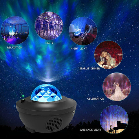 LED Night Light Starry Galaxy Ocean Nite Lamp Constellation for Kids or Adult with Speaker