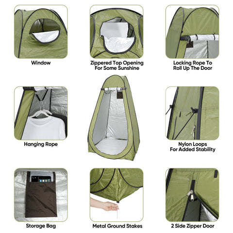 6.3ft Portable Pop-up Shower Tent for Outdoor Camping Toilet Changing Room