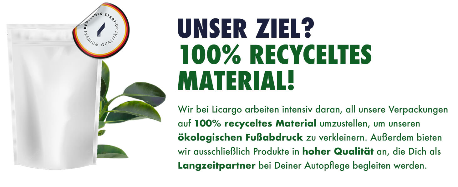 100% Recyceltes Verpackungsmaterial ist unser Ziel