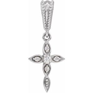 Sterling Silver .03 CTW Diamond Petite Vintage-Inspired Cross Pendant