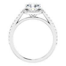 Load image into Gallery viewer, Platinum 7 mm Cushion Forever One‚Ñ¢ Moissanite &amp; 1/4 CTW Diamond Engagement Ring

