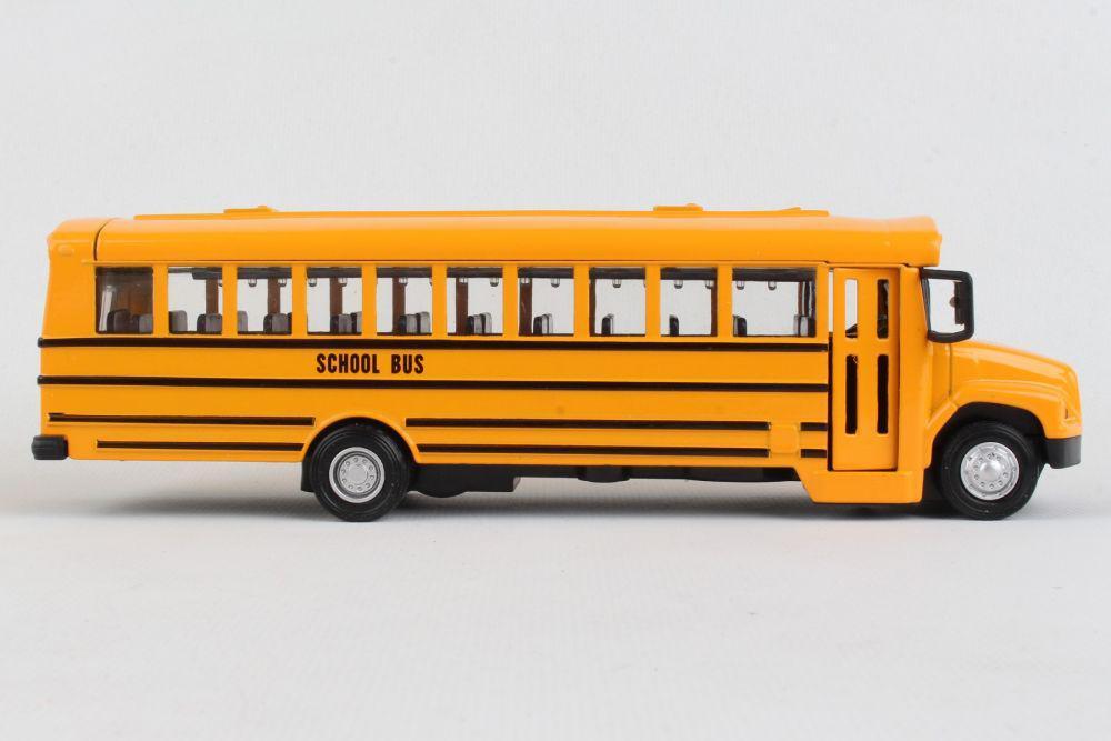 Die Cast Yellow School Bus, 7 Inch Classic School Bus Toy with Pullback Mechanism, Great Gift For Bus Collector