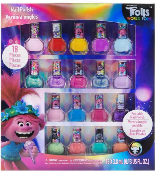 Dreamworks Trolls Non-Toxic Peel-Off Nail Polish, Deluxe Set for Kids ...