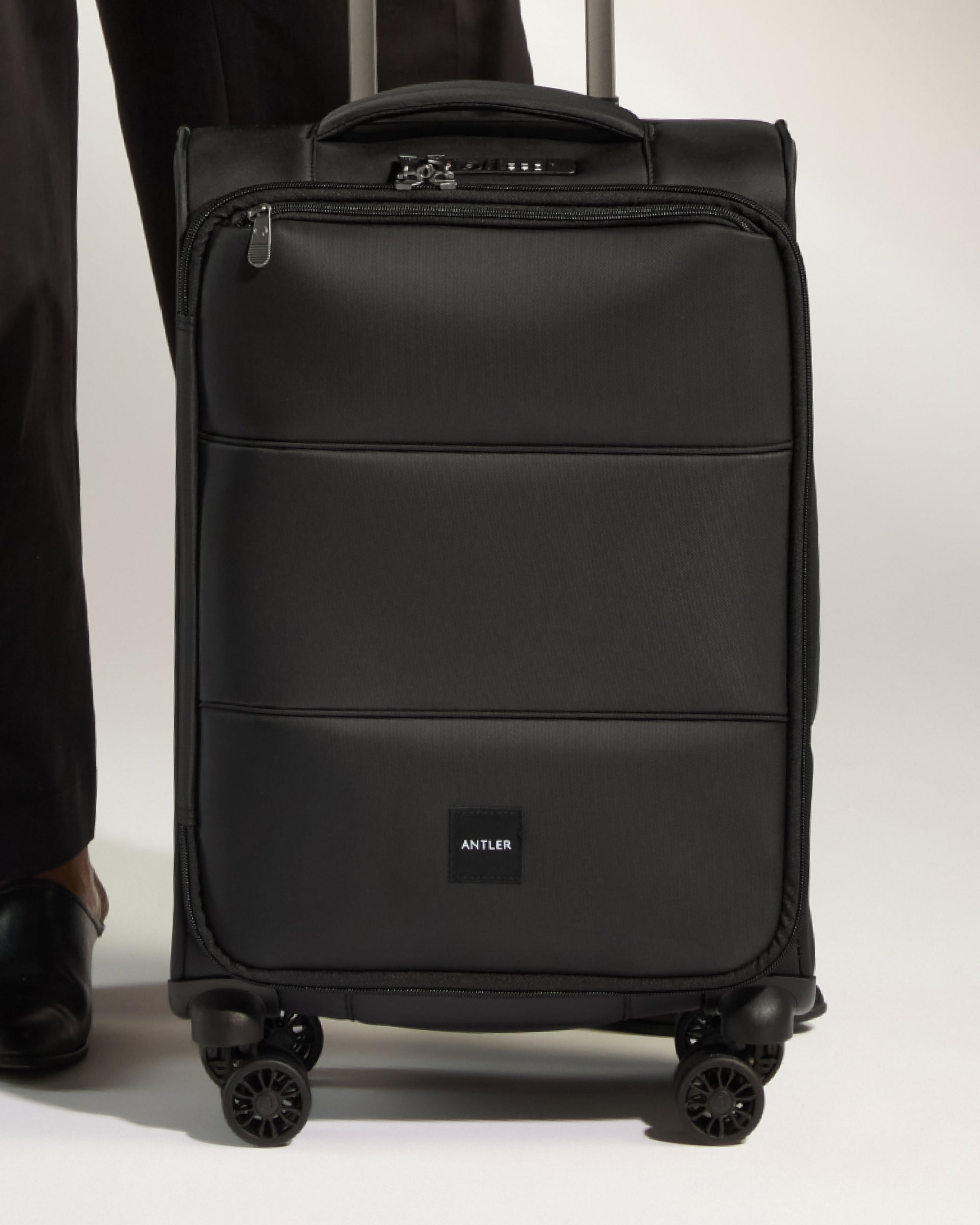 View Antler Lightest Cabin Suitcase In Black Soft Stripe Size 20cm x 55cm x 35cm information