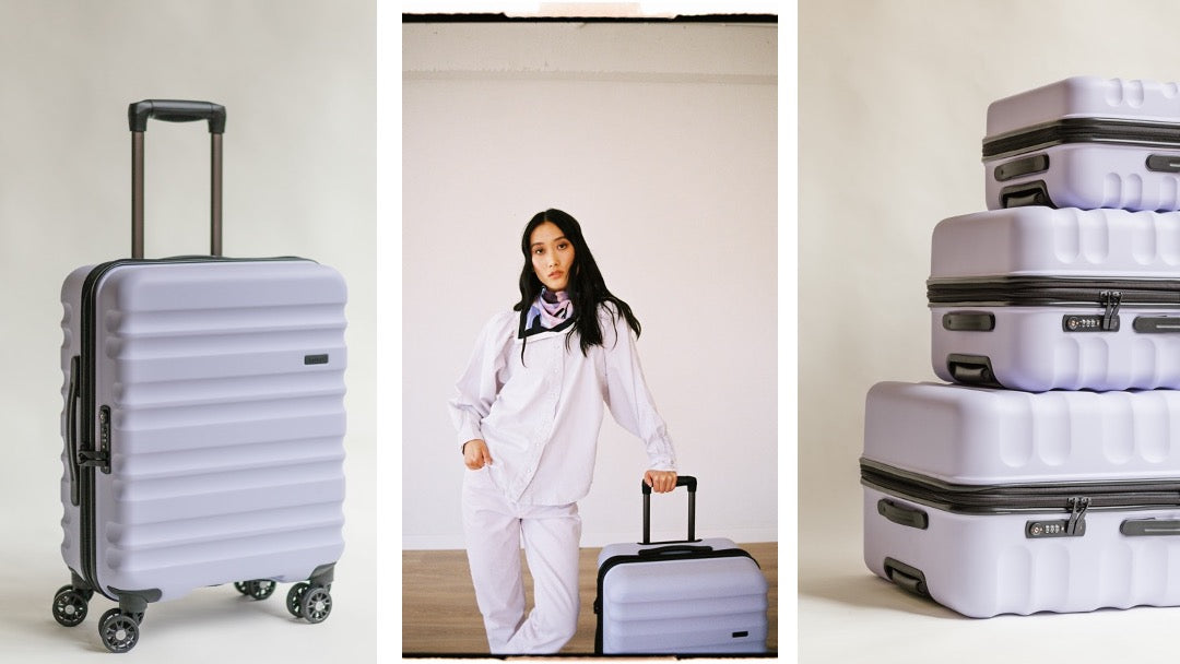 Antler new Clifton suitcases in lilac 