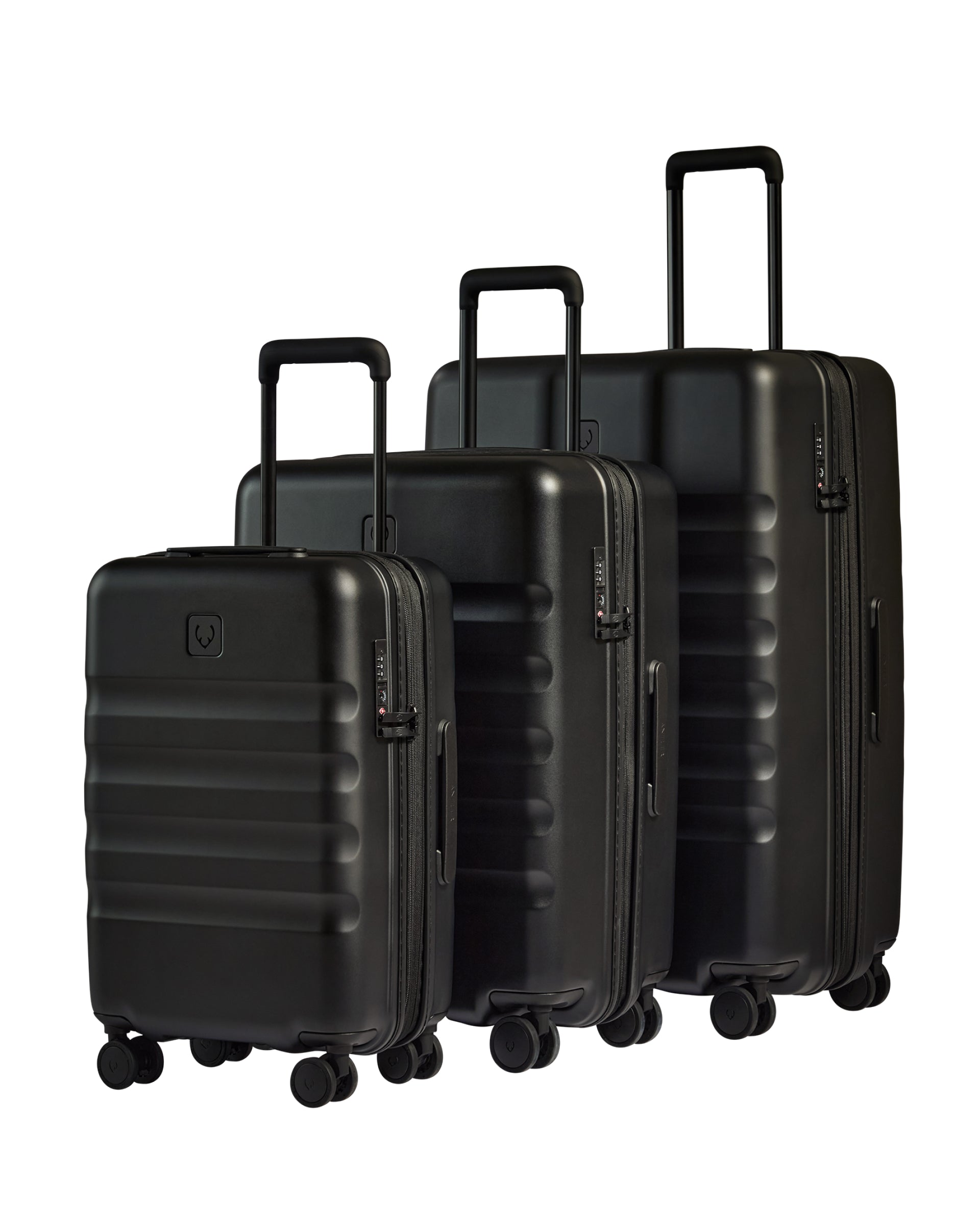 View Antler Icon Stripe Suitcase Set With Expander Cabin Suitcase In Black information